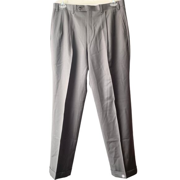 Joseph Abboud Olive Green 100% Wool Straight Leg Cuffed Dress Pant - Size 36R - Picture 1 of 9